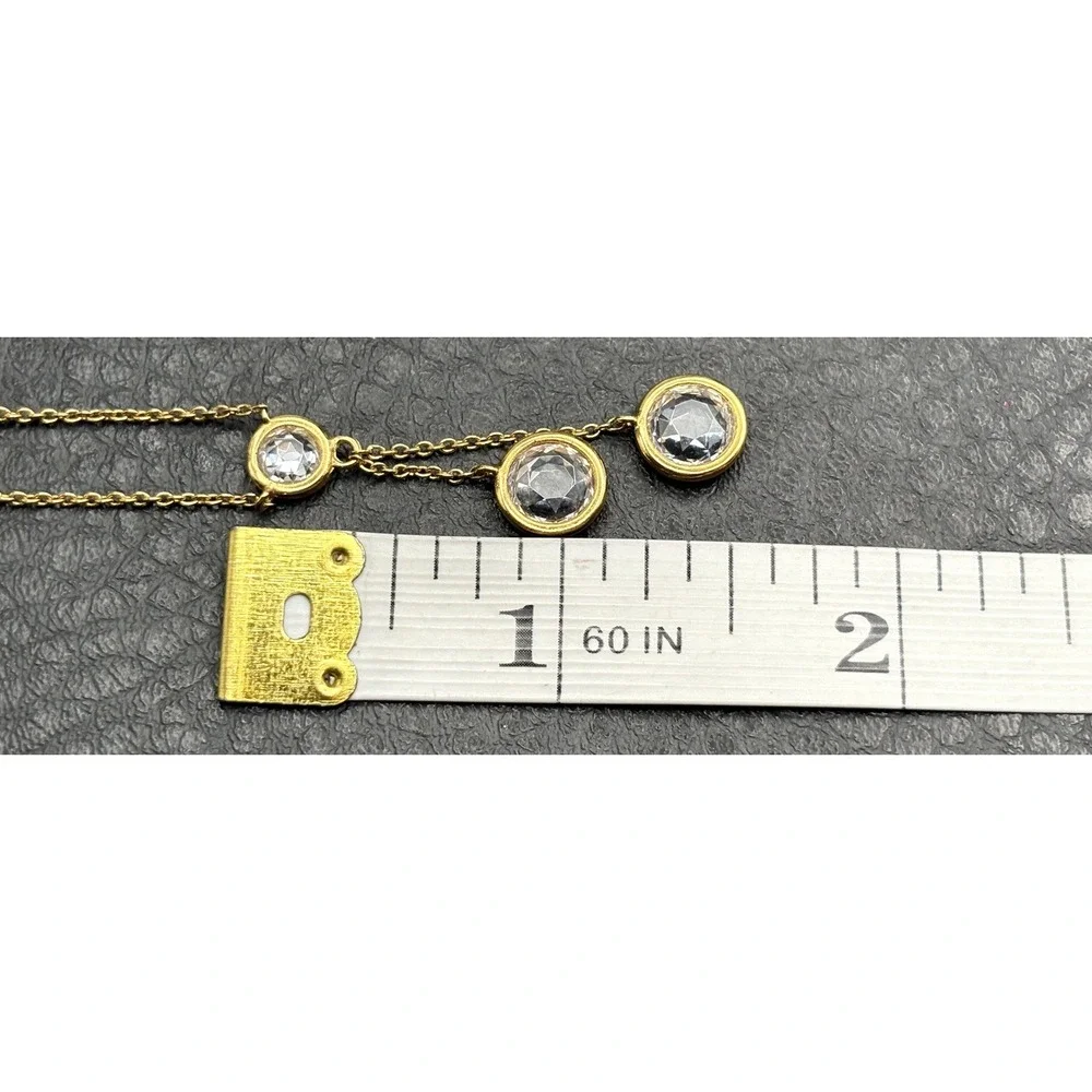 Nadri 18K Gold Plated Crystal Station Y-Drop Necklace Chain Bezel Set Stones